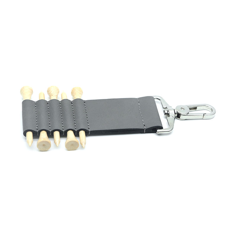 Laserable Leatherette Golf Bag Tag Keychain with 5 Wooden Tees